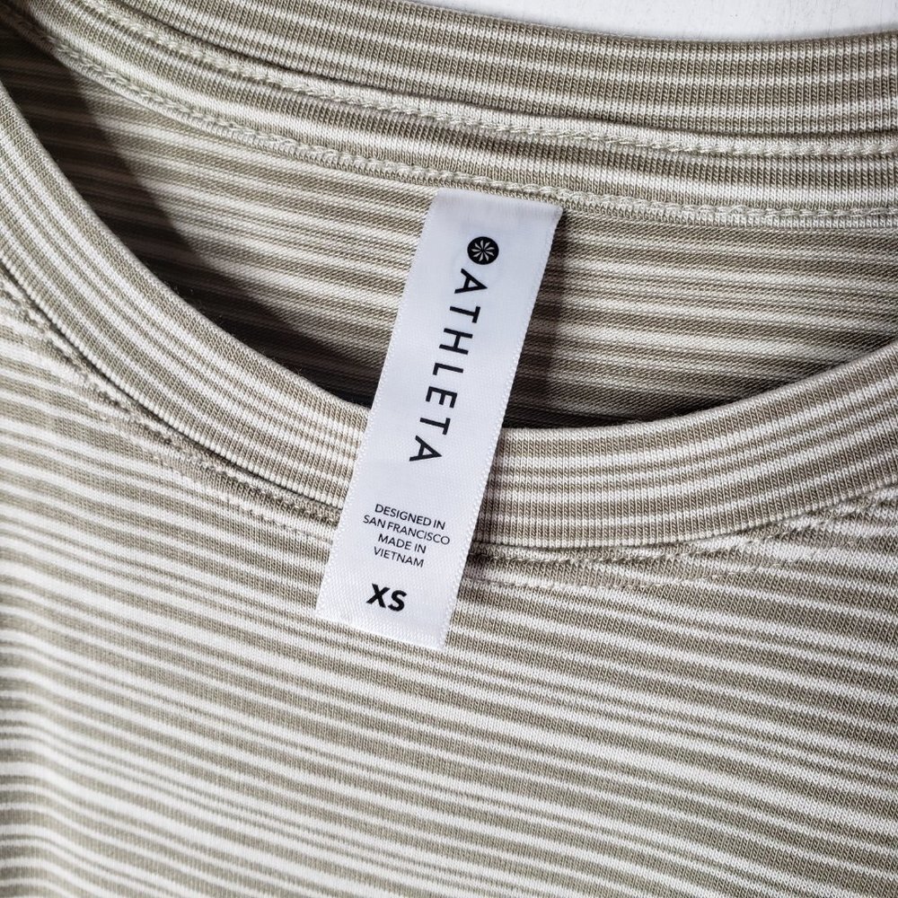 Athleta Cloudlight Striped Muscle Tank XS Olive Ivory - Picture 5 of 7